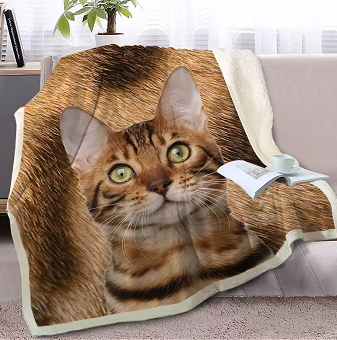 Prachtig gevoerde Quilt-deken kattenprint 3d 150 CM x 200 CM- keuze verschillende soorten katten - Bio4Pets
