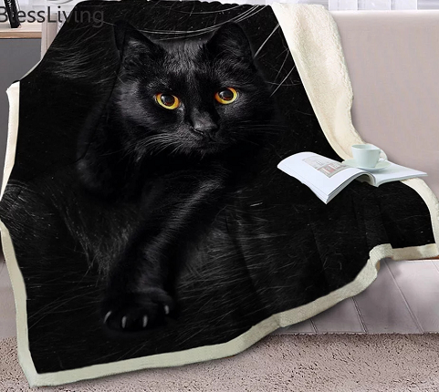 Prachtig gevoerde Quilt-deken kattenprint 3d 150 CM x 200 CM- keuze verschillende soorten katten - Bio4Pets