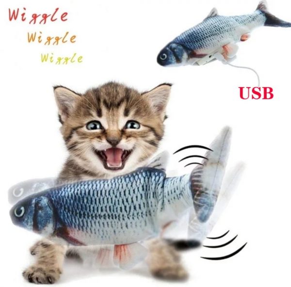 Levensgrootte bewegende Vis catnip - oplaadbaar kat/hond - Bio4Pets
